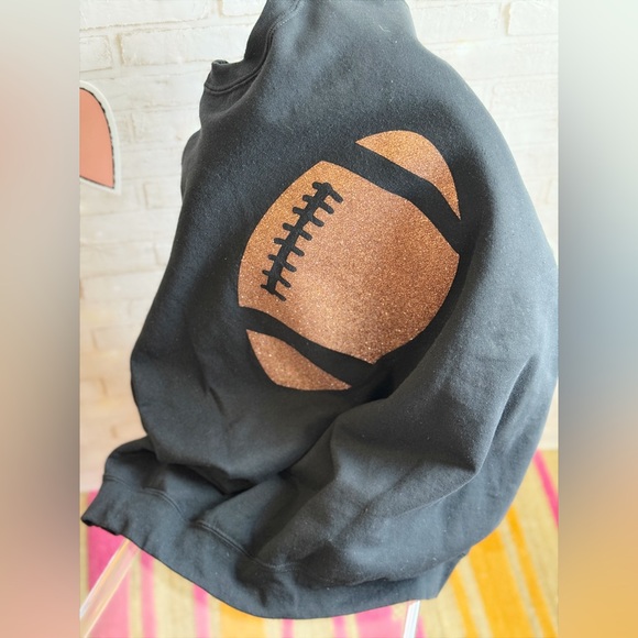 Glitter Football Sweatshirt – Soft Black Game Day Pullover for Sporty Glam - Picture 5 of 8